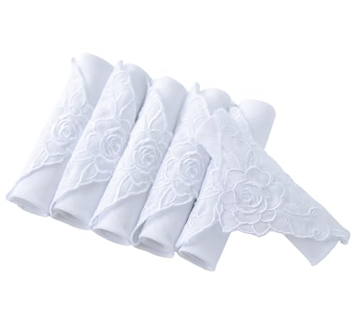 Image of Lace Cotton White Handkerchiefs Perfect Wedding Bulk