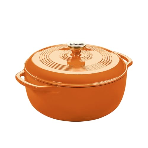 Lodge Essential Enamel Cast Iron Dutch Oven 6 Quarts - Perfect for Bread Baking Braising Marinating & Slow Cooking Features Moisture-Sealing Lid & Dual Handles Kitchen Essentials Apricot product thumbnail 8