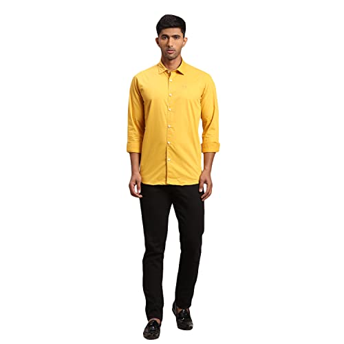 Image of Colorplus Men's Cotton Blend Solid Pattern Tailored Fit Regular Collar Full Sleeve Casual Shirt