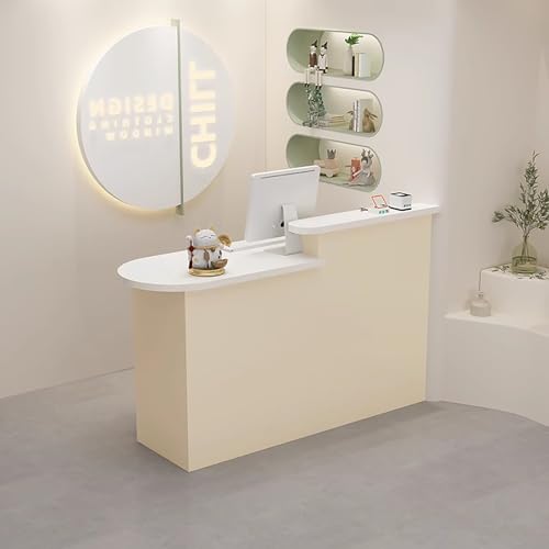 BK&MF 木製 カウンターテーブルロック引き出し,木製 カウンターテーブル幅80-160cm引き出し付き 大空間小規模店舗のレジ企業フロントデスク 多機能お店 美容室 アパレルショップ 会社フロント,B,Right Cabinet 43x20x41inc