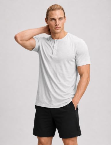 3 Pack Men's Dry Fit Henley Short Sleeve | Collarless Golf Shirts, Modern Layered Placket, Moisture Wicking, 4-Way Stretch, Regular Fit, for Work, Casual Wear miniatura 2