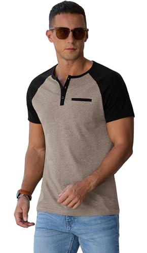 Image of Sailwind Men's Cotton Henley Short Sleeve Casual T-Shirts with Pocket