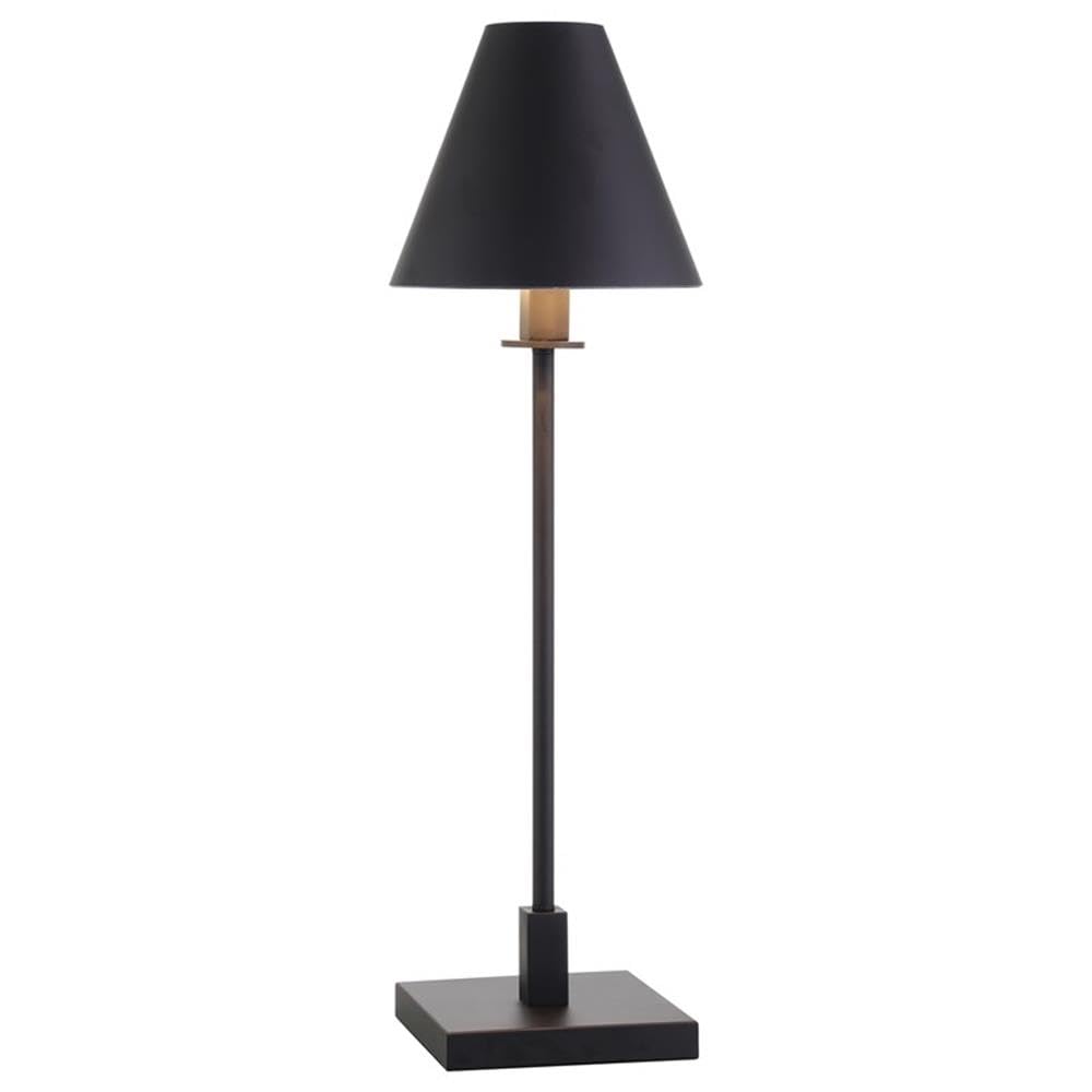 Pemberly Row 28" Metal Table Lamp with Tapered Shade in Blackened Bronze