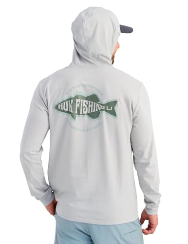 HUK Hoodie Tee for Men, Lightweight Performance Fishing Hooded Shirt with UPF Sun Protection