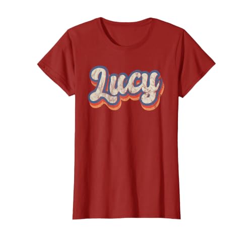 Lucy Personalized Name Shirt Custom Lettering 70's T-Shirt, Women, Cranberry Red, 3X-Large