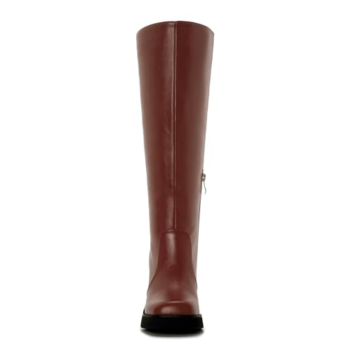 ZXHYZLZ Women’s Wide Calf Knee-High Boots – Plus Size Faux Leather Riding Boots with Chunky Heel & Platform for Winter4