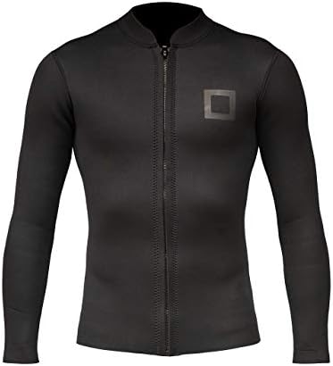 Surf Squared Mens Wetsuit Top Jacket 2mm or 3mm - Neoprene and Nylon Long Sleeve for Warmth & Comfort- Surfing, Snorkeling, All Watersports - w/Extended Back Flap - X-Large - 3 MM