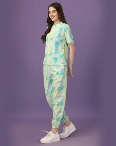 Image of Women Tie Dye Co Ord Set | Trendy T-Shirt & Jogger Pant Lounge Wear Set for Women & Girls | Soft Stretchable Fabric | Casual Wear, Travel & Home Use