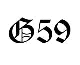 Old English G-59 Premium Vinyl Decal 6 inch, Underground Hip Hop, Rap Duo (White)