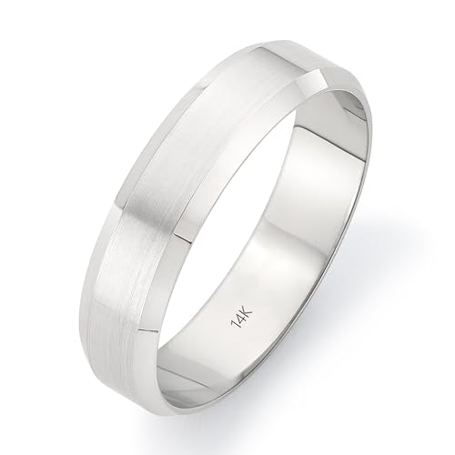 Image of Oxford Ivy Mens Wedding Band 14K /10K Solid Gold 5mm Flat Beveled Edge Ring