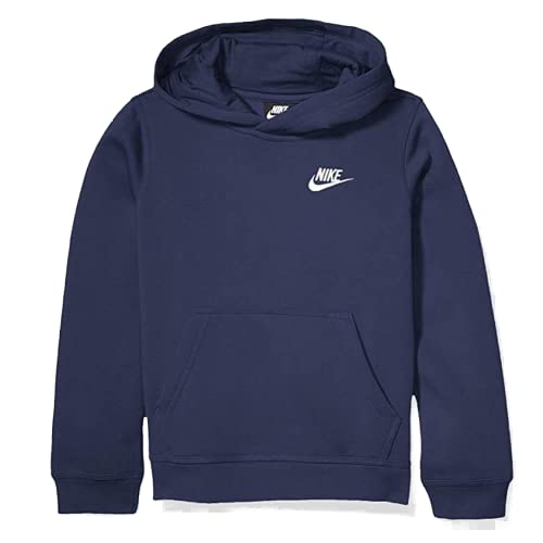 Nike Boys NSW Pull Over Hoodie Club Youth Kids (Midnight Navy/White, 6)