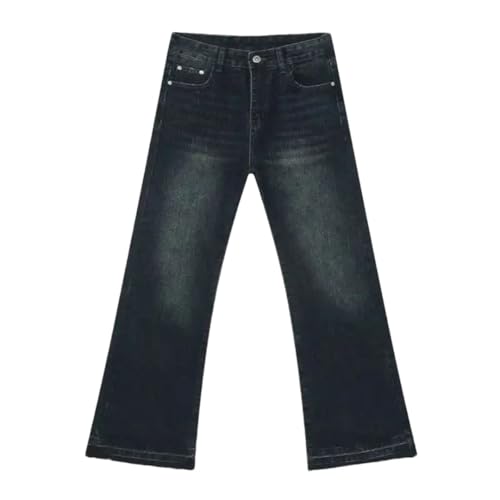 Men's Denim Pants Solid Color Slim Korean Flared Trousers Straight Leg Jeans