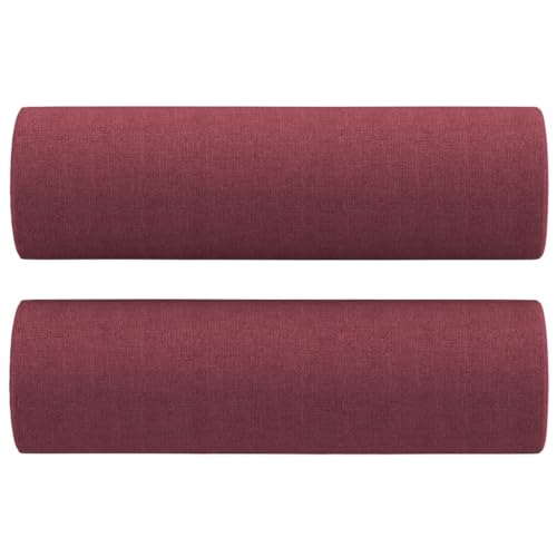 vidaXL Sofagarnitur 3-TLG., Sessel Couch mit Kissen, Sofa Wohnzimmersofa mit Armlehnen, Couchgarnitur Designsofa Sitzmöbel Polstermöbel, Weinrot Stoff – Bild 7