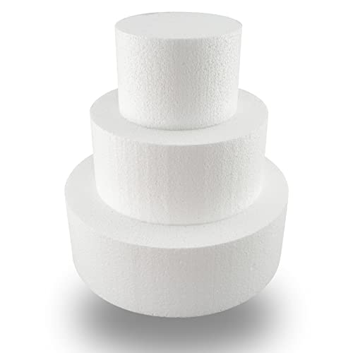 MCE-Commerce Juego de tartas de poliestireno de tres niveles, 7 cm, 10 cm, 15 cm, 20 cm, EPS,...
