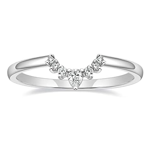 Titaniumcentral Wedding Bands for Women Pear & Round Shaped CZ Cubic Zirconia Stackable Promise Engagement Rings (Silver, Size I) Cover