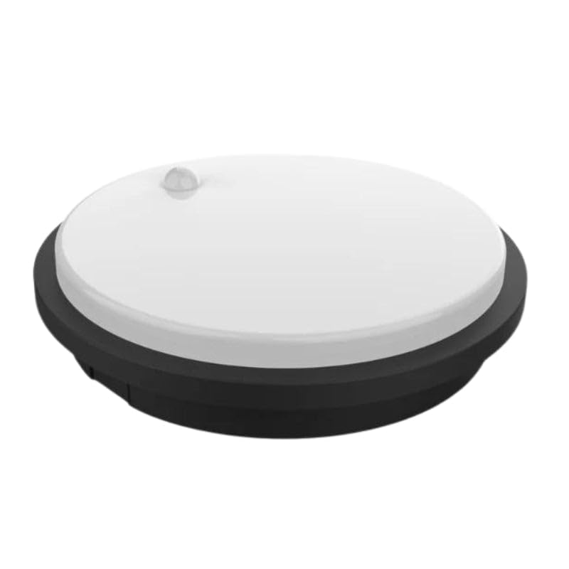 SILAMP Hublot LED Extérieur Rond 10W IP54 Noir avec détecteur de mouvement - Blanc Neutre 4000K - 5500K