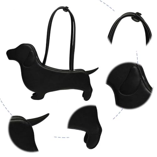 NHJGYSDY Umhängetasche in Form eines Cartoons in Hundeform, PU-Leder, einzigartige Hunde-Form, Geldbörse, Abend-Party-Tasche für Frauen und Mädchen, Schwarz ,