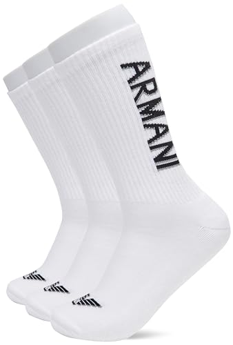 EMPORIO ARMANI Lot de 3 Chaussettes Courtes Logo Macro pour Homme, VELOURS NOIR, Taille Unique