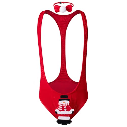 BIGFOX Männer Weihnachten Dessous Herren Schneemann-Puppe Tanga Thongs V Sling Stretch Body Strap Thongs Bodysuit Unterwäsche Straps borat anzug...