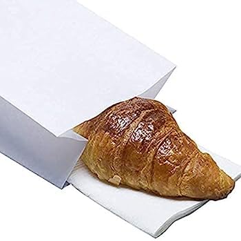 emballage garrigou Sacs croissants papier kraft blanc 140 + 70 x 210 mm 30g 500 sacs pour pâtisserie boulangerie viennoiserie