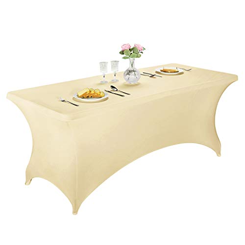 LZY Spandex Fitted Stretch Table Cover for 6 ft or 4ft or 8ft Folding Table, Rectangular Cocktail Tablecloth, Perfect for Party or Banquet