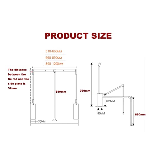 Rails de suspension réglables pour penderie avec rebond doux et charge 30 kg - 3