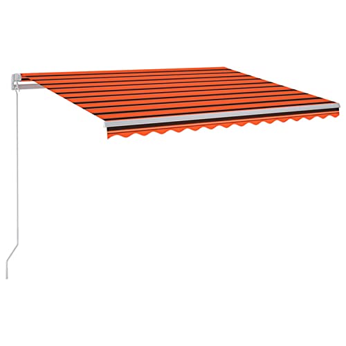 Festnight Gelenkarmmarkise Sonnenmarkise Einziehbare Markise Terrassenmarkise Balkonmarkise mit Handkurbel Sonnenschutz Terrasse Balkon mit Beleuchtung 300x250 cm Orange und Braun