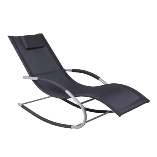 Outsunny Zero Gravity Rocking Chair Outdoor Chaise Lounge Chair Recliner Rocker with Detachable Pillow & Durable Weather-Fighting Fabric for Patio, Deck, Pool, Black