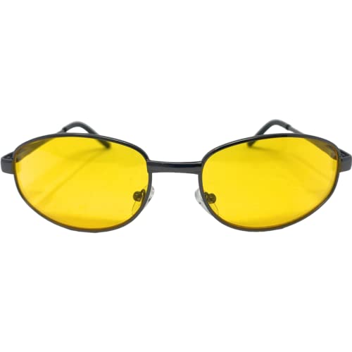 Unisex Spring Temple Metal Wrap Around HD Night Driving Glasses