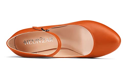 HEUIVZAR Women Pumps Mary Jane Round Toe Block Chunky Mid High Heel Ankle Strap Dress Shoes Office Party Wedding Matte 3 Inch4