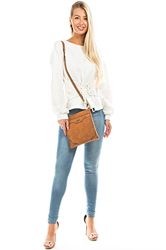 Image of Medium Size Solid Modern Classic Crossbody Bag with Gold Plate