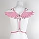 YIOTMOP Leder Harness Damen Oberkörper SM Sexy BH Brustgurt Body Harness Einstellbar Dessous Gürtel Fetisch Erotik Riemenbody Brustgurte Engelsflügel (Rosa)