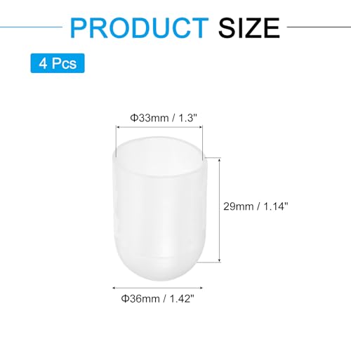 Image of uxcell 4Pcs Silicone End Caps, 33mm(1-5 /16 inch) ID 29mm(1-1 /8 inch) Height Round Rubber Elastic Screw Thread Protectors Flexible Screw Bolt Covers Caps for Metal Tube Rod Bolt, Clear