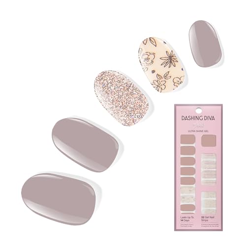 Dashing Diva Gloss Nail Strips - Lavender Dreams - UV Free, Chip Resistant, Long Lasting Gel Stickers - Contains 32 Wraps, 1 Prep Pad, 1 File