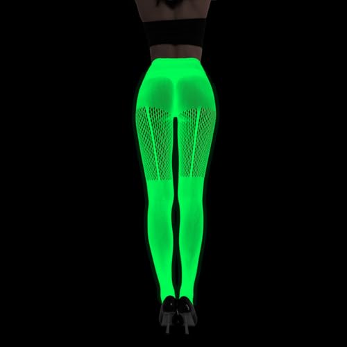 Image of Glow in the Dark Fishnet Stockings, High Waist Sexy Tights Party Stockings for Womens Girls