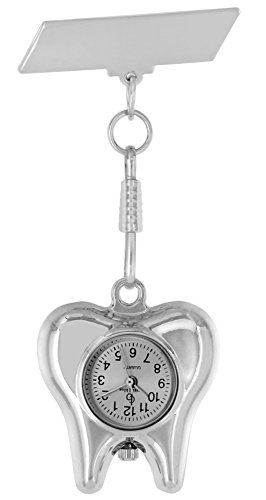 Schwesternuhr Krankenschwesteruhr Pulsuhr Kitteluhr Pflegeuhr Nurse Watch Analog Quarz silber Zahn 20145