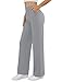 DLOODA Womens Dress Work Pants Business Casual Slacks Stretchy Wide Leg Trousers with Pockets High Waist Pull On Light Grey