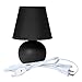 Simple Designs LT2008-BLK-2PK Mini Ceramic Globe Table Lamp 2 Pack Set with Matching Fabric Shade, Black