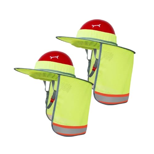 Hard Hat Sun Shade Visor Full Brim(2 Pack)–Foldable & Breathable Hard Hat Sun Shield with Reflective Strips, High Elastic Fits All Hard Hats, Ideal for Outdoor Work & Construction Sites (No Hard Hat)