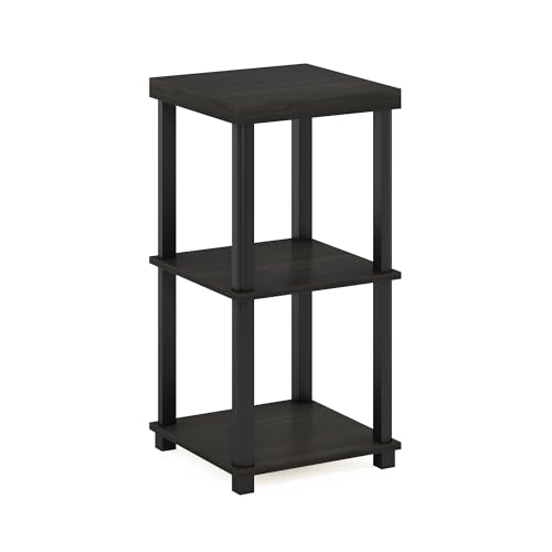 Image of Furinno Turn-N-Tube Side Table, 3-Tier Thick Tabletop End Table with Open Shelf, Toolless Assembly Night Stand, Bedside Table, for Living Room, Bedroom, Espresso