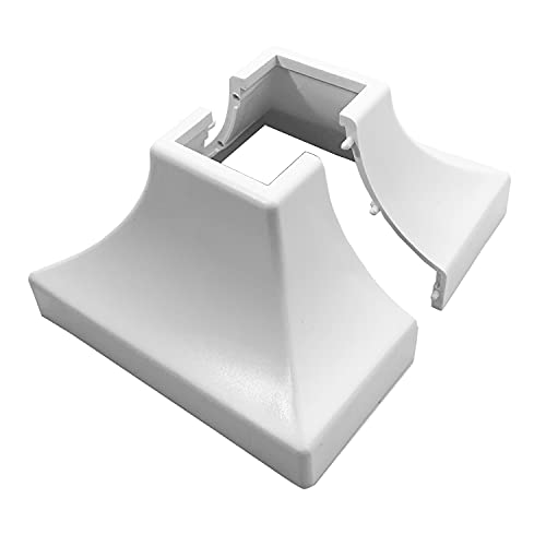 Deck Post Base Cover – Durable, Snap-Together Shoe Base Instantly Transforms Hand & Stair Rail Feet – Porch, Stair & Deck Brackets Cover – UV-Resistant ABS Plastic (White)