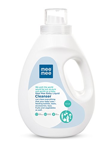Mee Mee Baby Liquid Cleanser 1.5 L, Anti-Bacterial Kills 99.9% Germs | Cleanser for Baby Bottles, Nipples, Accessories, Toys, Fruits & Vegetables No Alcohol, One Drop Cleaning Dermatologically Tested