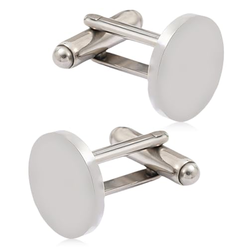JUGUTA Manschettenknöpfe Herren 2 Stück Silber Weiß Klassische Cufflinks 15Mm Hochzeit Tanzparty Business