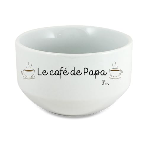Générique Bol Papa Personnalisé 600 ml – Le Café de Papa avec Prénom Enfant – Cadeau Fête des Pères Original – Bol Petit Déjeuner Céramique