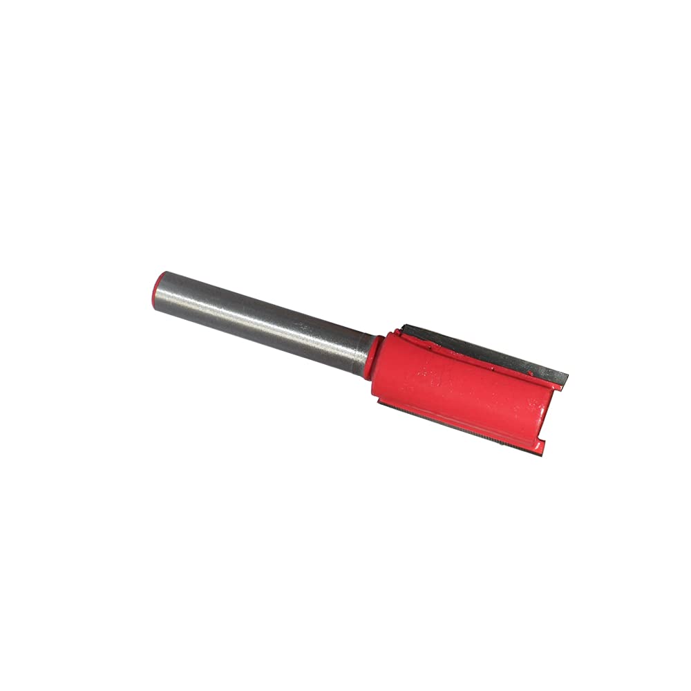Lotatheta Straight Router Bit Double Flute Carbide Tipped Red for Woodworking Wood Milling Cutting MDF PVC (1/2" Cutting Dia w/ 1/4" Shank)