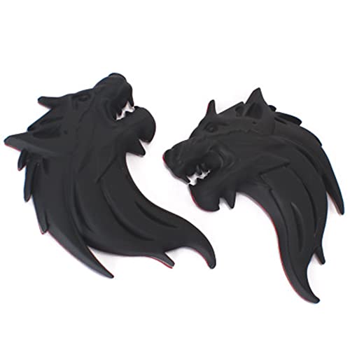 Image of 2pcs 3D Car Stickers Cool Wolf Logo Metal Wolf Badge Emblem Side Tail Decal Motorcycle Car Decal (Black)