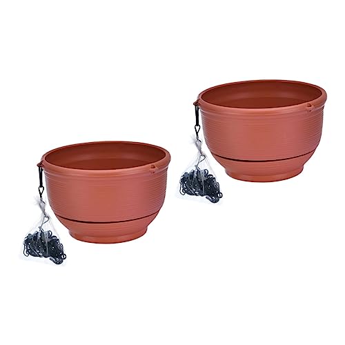 BESPORTBLE 2 Piezas Maceta Plantas sembradoras jardineras para Plantas de Interior Plantas de barandilla maceteros Plantador de jardín Recipiente de Flores macetero Colgante el plastico Rojo