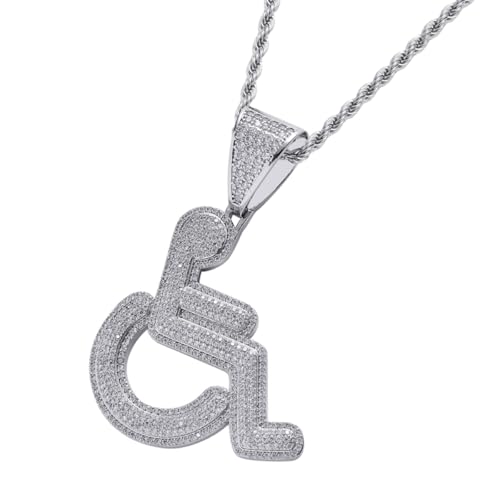 Collier pendentif hip-hop en alliage solide design fauteuil roulant créatif