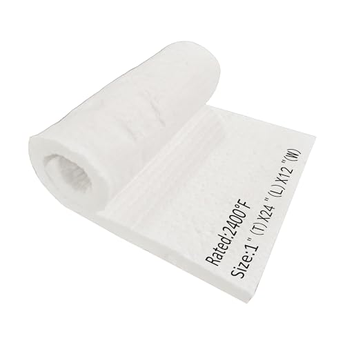 Deouss Ceramic Fiber Insulation Blanket - 8# 2400F - 1 x 24 x 12 - High Temperature Insulation Baffles for Wood Stove Forge Furnace Chimney Boiler Pizza Oven Kiln Fireplace - Dishwasher Blanket