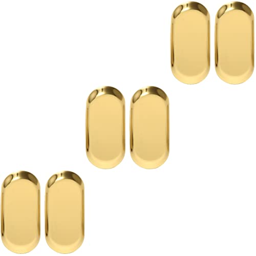 Alipis 6 Uds. de Acero Inoxidable Almacenamiento de Baratijas Doradas Llaves de Comida Toallas de Acero Decoración Mesa Ovalada Sartenes de Metal Bebidas Encimeras de Sushi Joyería